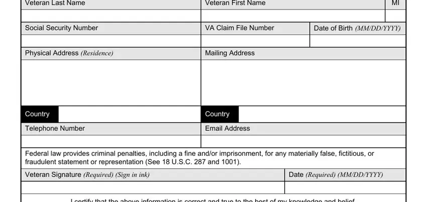 Stage no. 1 for completing va registration forms form