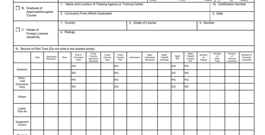 hours, Name and Location of Training, and a Certification Number in transportation faa 8710
