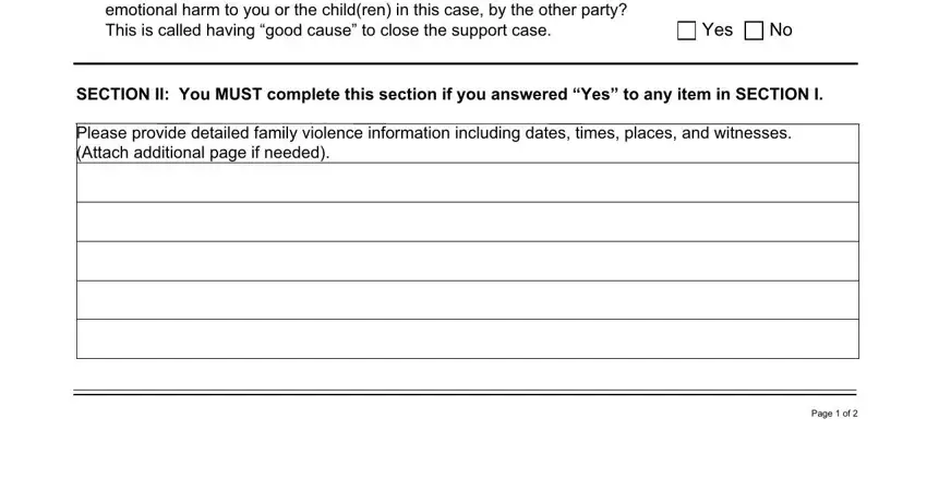 Step number 2 of completing california family questionnaire