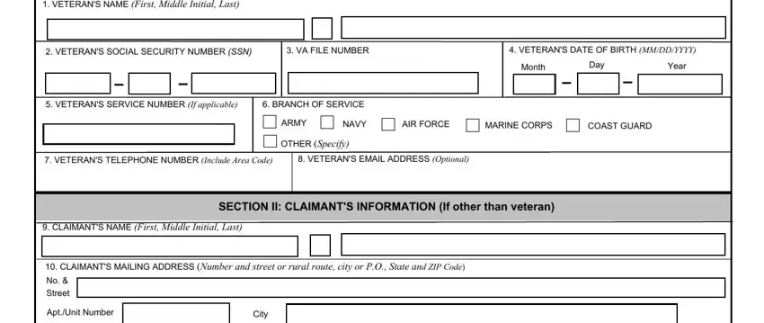Completing section 1 of va form 21 22a fillable
