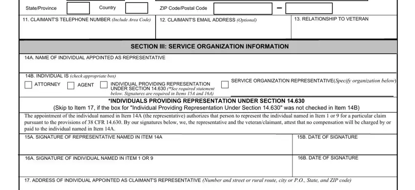 Step no. 2 for filling in va form 21 22a fillable
