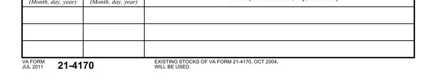 BEGINNING DATE Month day year, EXISTING STOCKS OF VA FORM  OCT, and Month day year inside don't use va form 21 4138