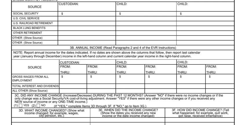 Stage no. 3 for filling in Va Form 21P 0519C