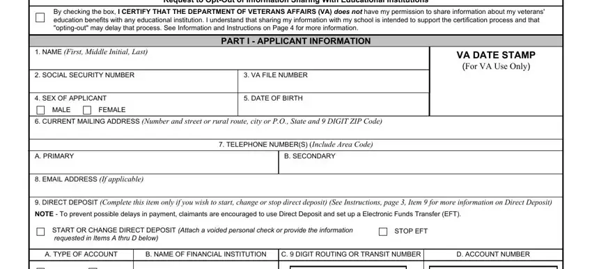 Completing section 1 in form change va