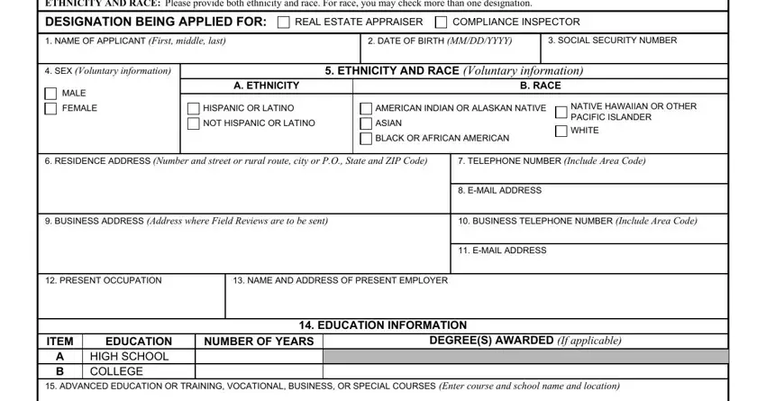 Filling out segment 1 of va submitted e form