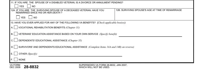 C DEPENDENTS EDUCATIONAL, B SURVIVING SPOUSES AGE AT TIME OF, and VA FORM DEC of htmlVA