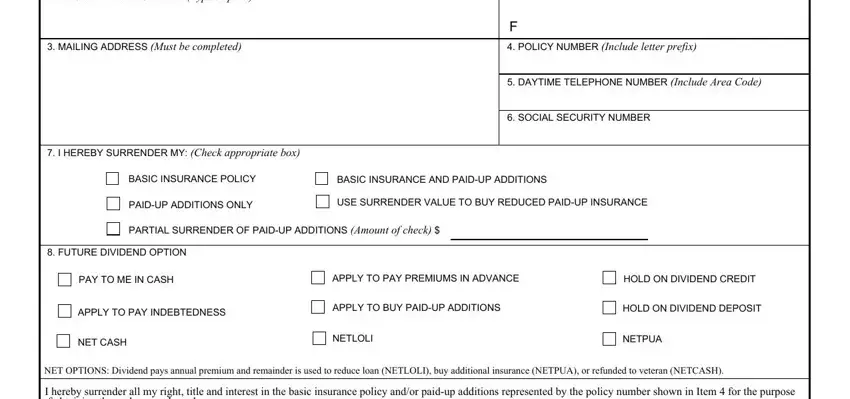 Part no. 1 of filling in va form 29 1546 policy loan