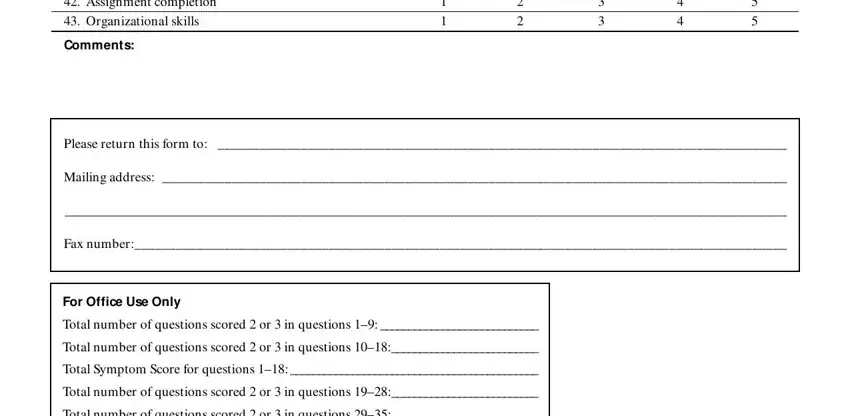 Part # 4 of filling out vanderbilt assessment scale