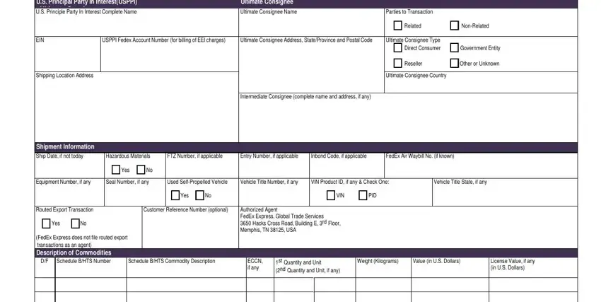 Part # 1 of filling in fedex aes