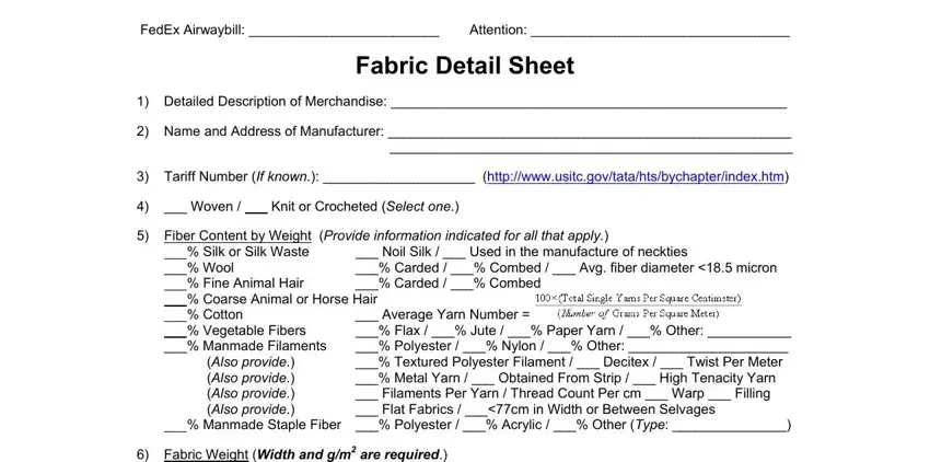 Filling out section 1 in detail sheet sample