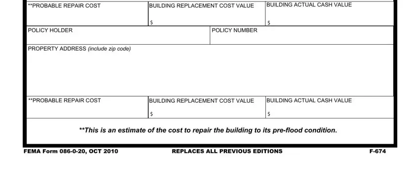 Part no. 2 of filling in Fema Form 086 0 20