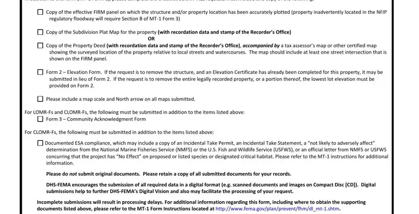 Stage no. 3 for filling out fema mt 1