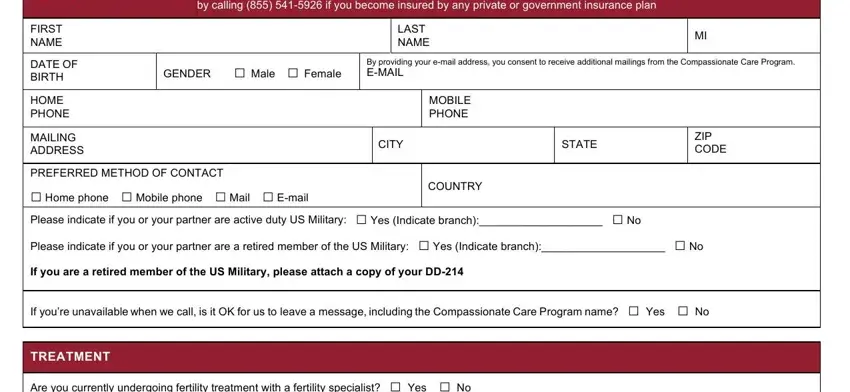 Part # 1 in filling in compassionate care form get