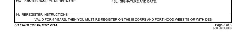 b SIGNATURE AND DATE, REREGISTER INSTRUCTIONS, and FH FORM  MAY inside 19 form 2019