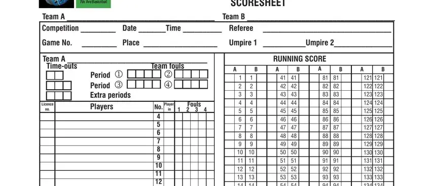 Stage number 1 of completing fiba scoresheet example