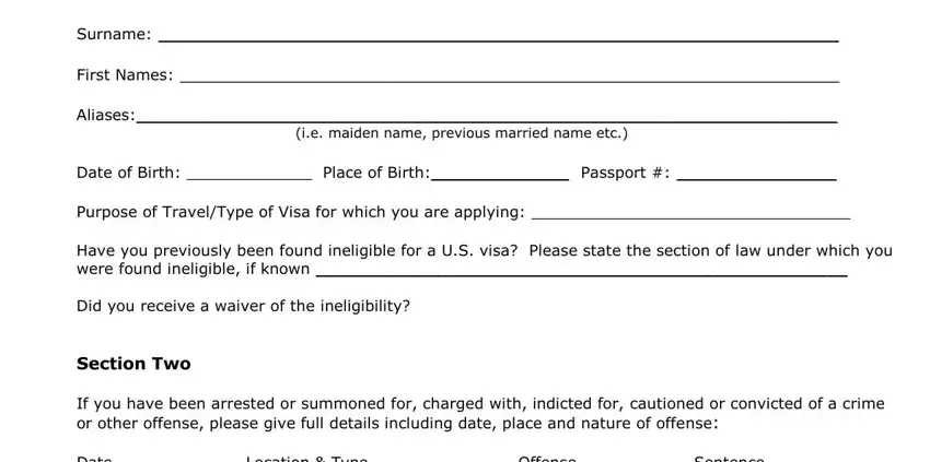 Filling in part 1 of personal data form vcu 1