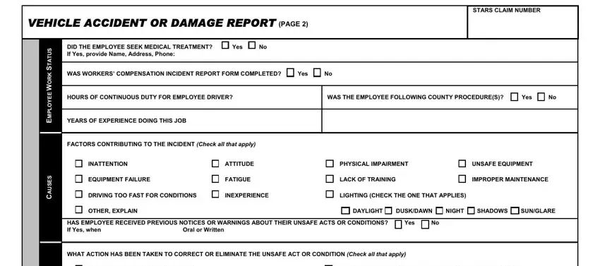 Step no. 4 for filling out Vehicle Accident Or Damage Report Form