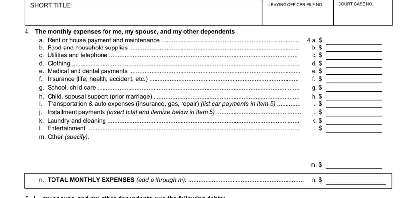 Step no. 4 of filling in financial statement wage