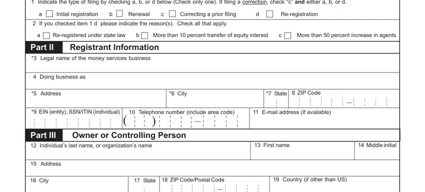 The right way to fill in fincen form 107 online registration step 1