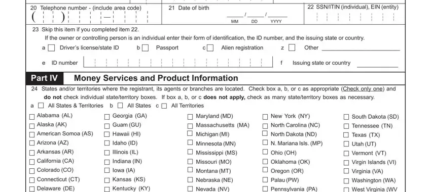Filling out section 2 in fincen form 107 online registration