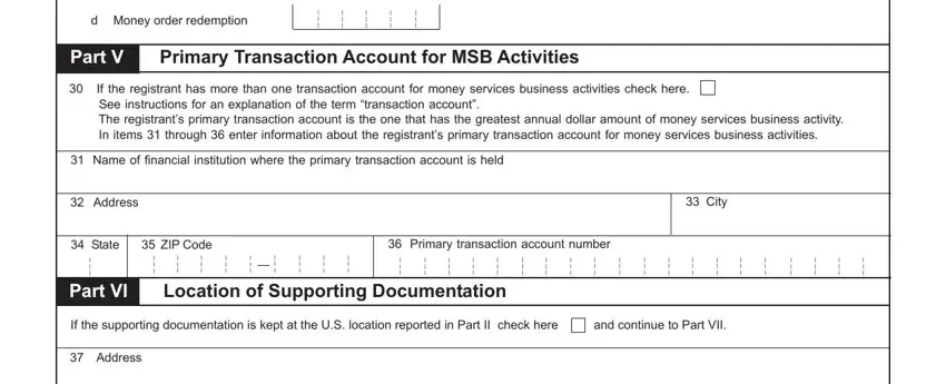 Primary transaction account number, State, and Address of fincen form 107 online registration