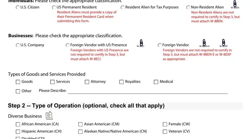 WBEN, Individuals Please check the, and Resident Alien for Tax Purposes inside vendor information form template