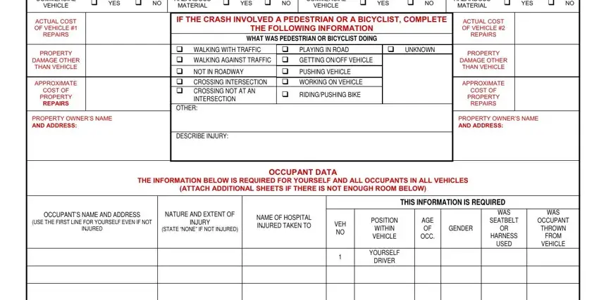 VEHICLE, YES cid NO, and VEHICLE in vt crash report
