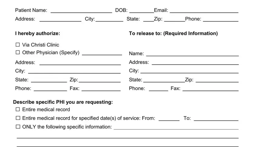 Stage no. 1 in filling out via christi medical records