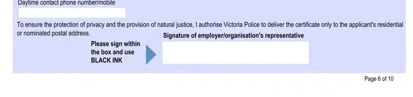 Daytime contact phone numbermobile, Please sign within the box and use, and Page  of of police victoria application form national police record