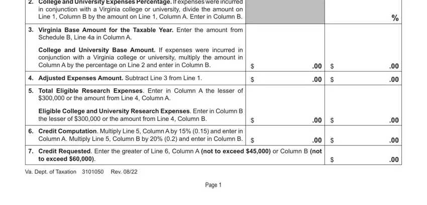 College and University Expenses, Eligible College and University, and Credit Computation Multiply Line of Virginia Form Rdc