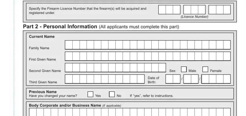The way to fill in permit to acquire vic step 1