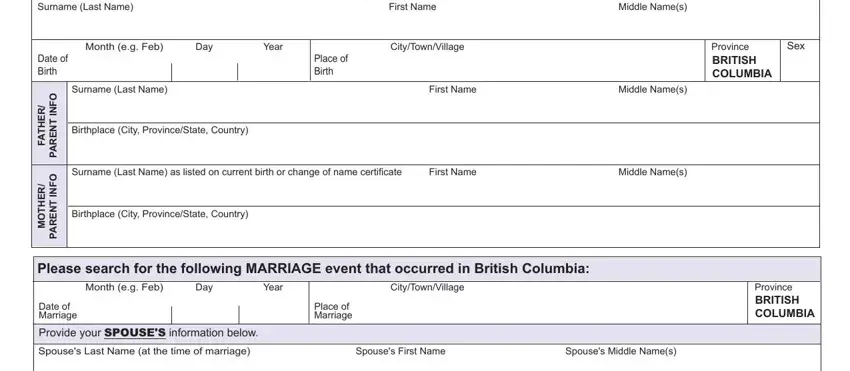Part no. 2 for filling in british columbia change name