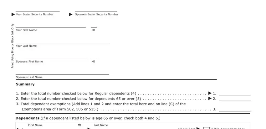 Stage number 1 for filling out maryland form 502b instructions