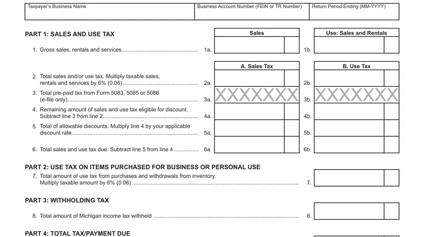 Filling in part 1 in tax