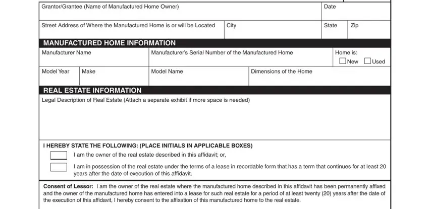 Guidelines on how to fill out ellie mae manufactured home affidavit of affixation rider part 1