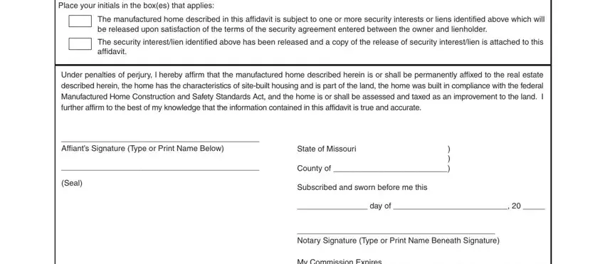 Filling out section 4 in ellie mae manufactured home affidavit of affixation rider