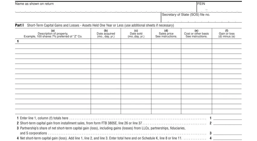 Filling out segment 1 of Form 565 Schedule D