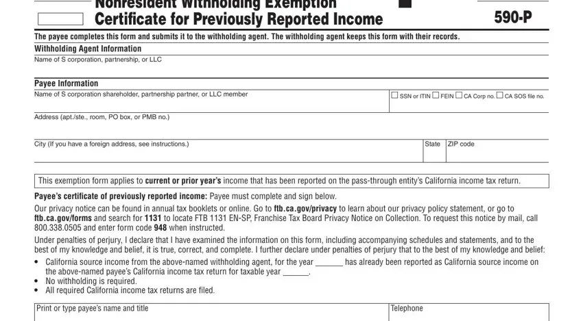 Filling out section 1 in 2020 form 590