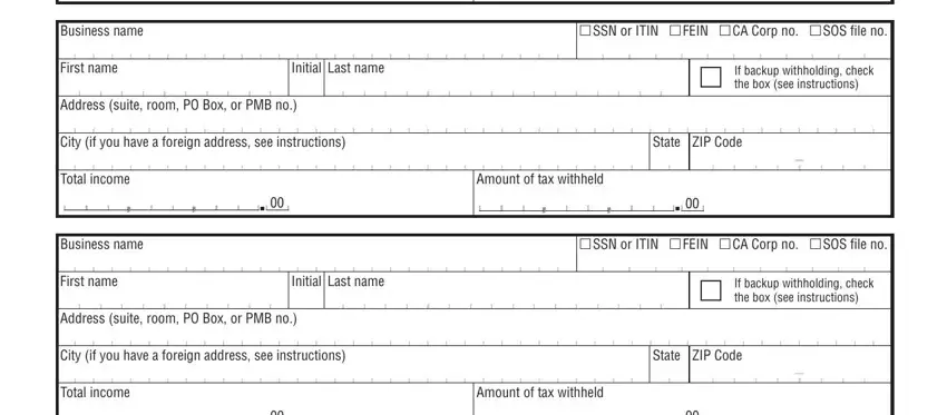 Total income, Initial Last name, and First name in Form 592 F