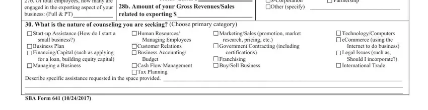 Writing section 3 of sba 641 form