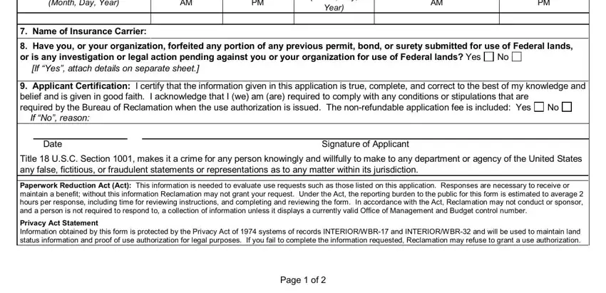Page  of, Applicant Certification I certify, and Year in use authorization application online
