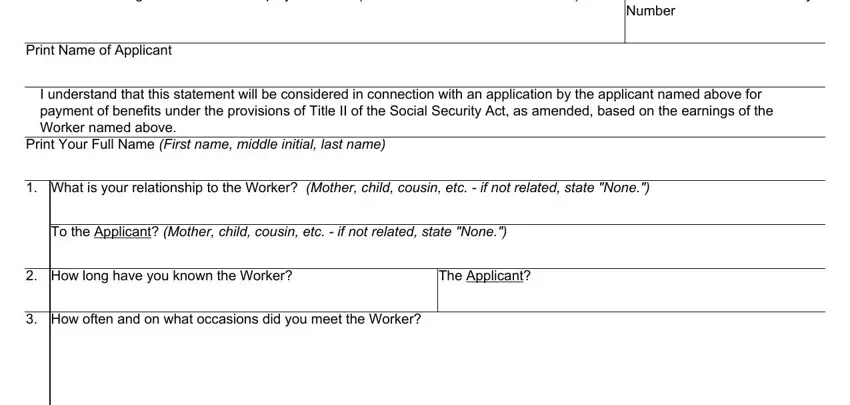 Step no. 1 in filling out marriage form ssa