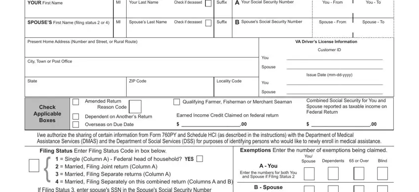 Filling in segment 1 of Form 760Py