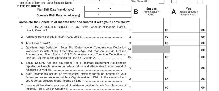 How you can fill out Form 760Py step 2