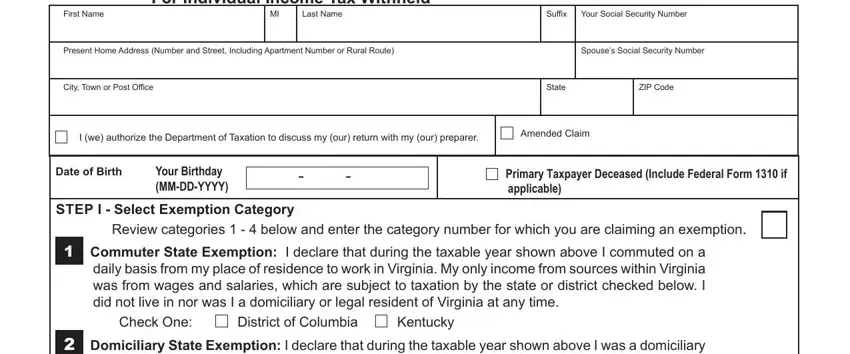 A way to prepare Form 763 S Virginia step 1