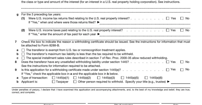 The transferor is exempt from US, Check the box to indicate the, and Were US income taxes paid in 8288b forms