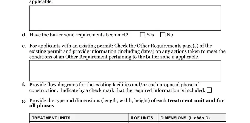 Yes, TREATMENT UNITS, and g Provide the type and dimensions in 10054 tceq