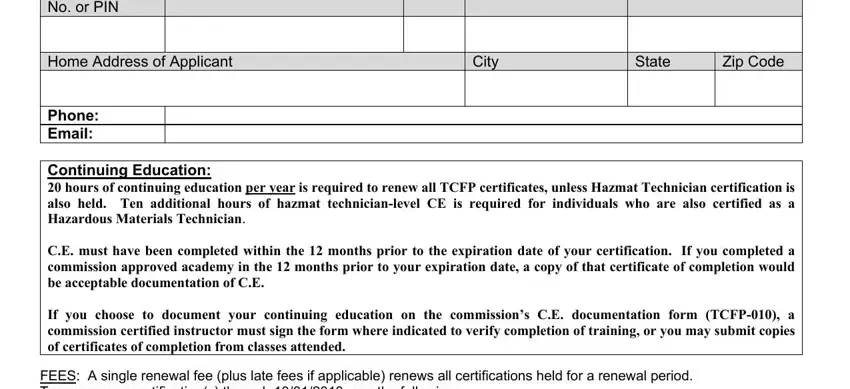 Completing part 1 in your tcfp form search