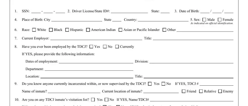 Step no. 3 for filling out tdcj academy dates