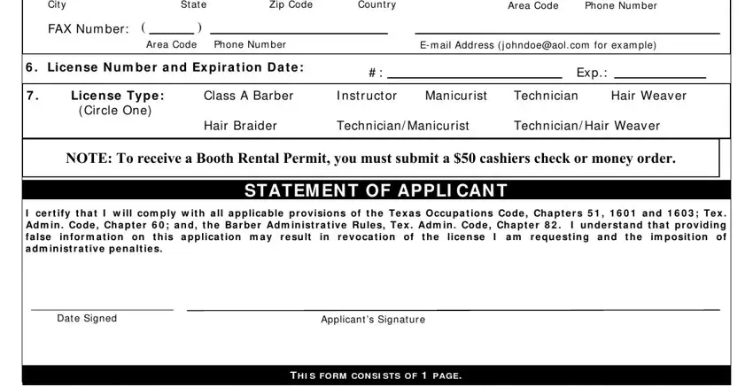 How one can fill out blank cosmetology license template part 2